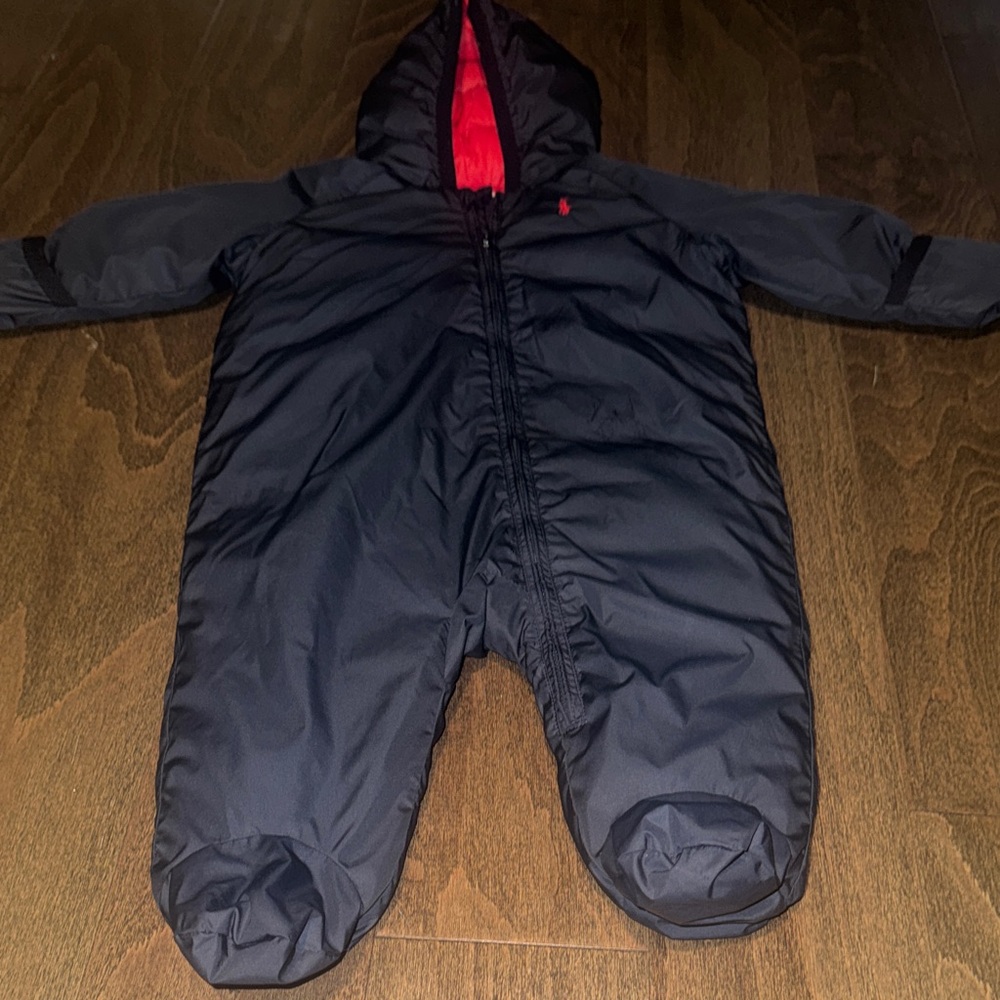 Polo by Ralph Lauren Navy Snowsuit with Red Lining